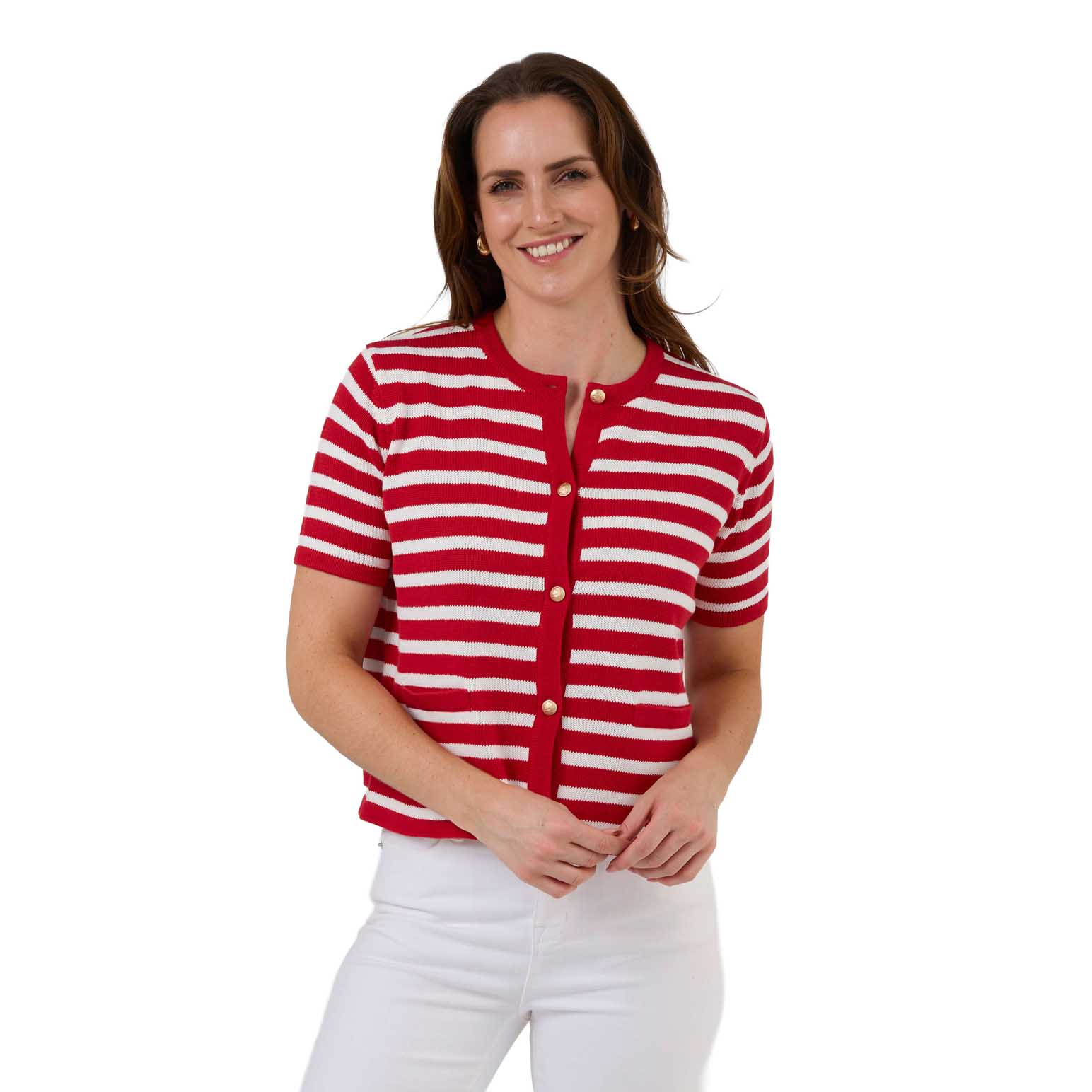 Stella + Gemma Rue Cardi Red And White